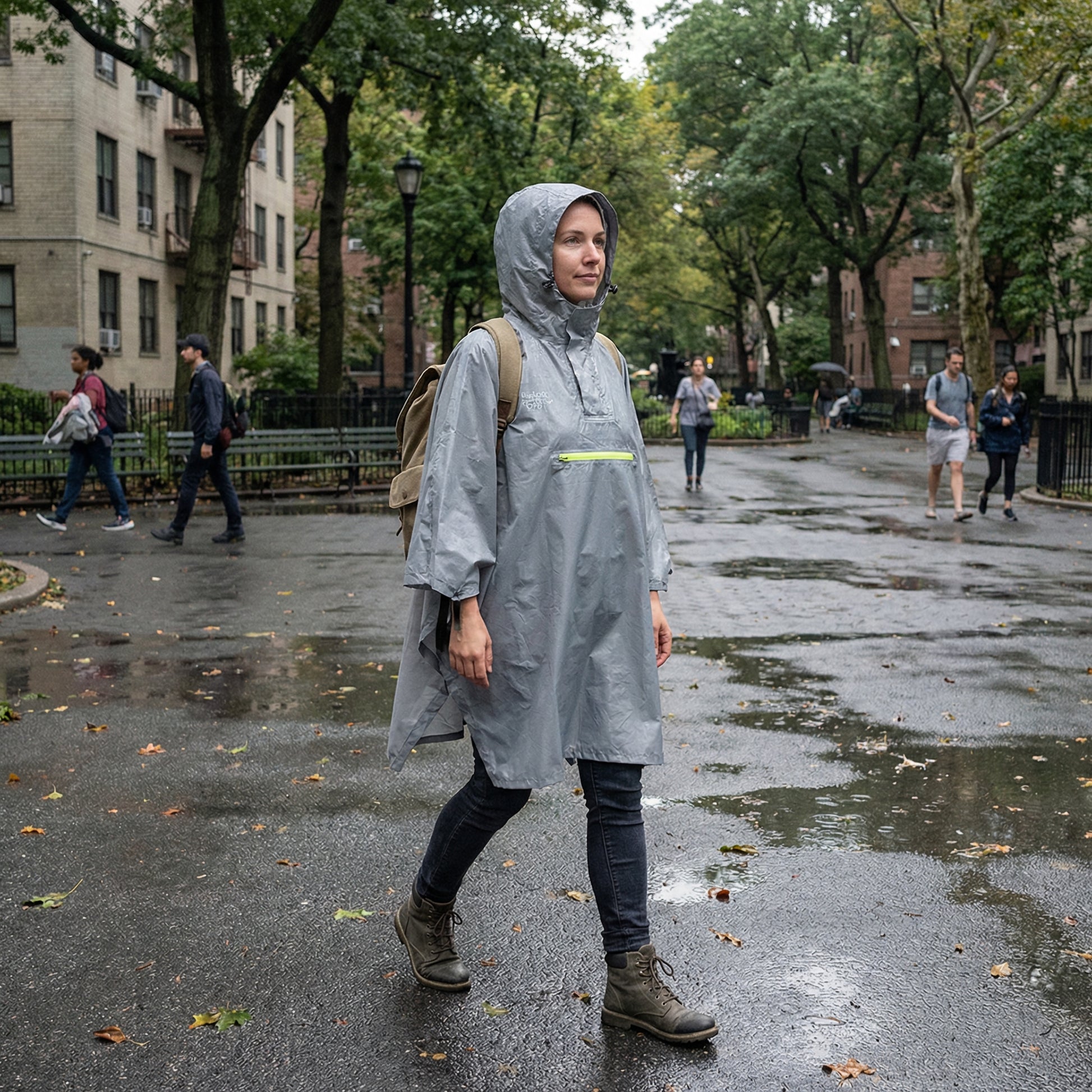 Poncho gris toutes saisons - Horizon Poncho