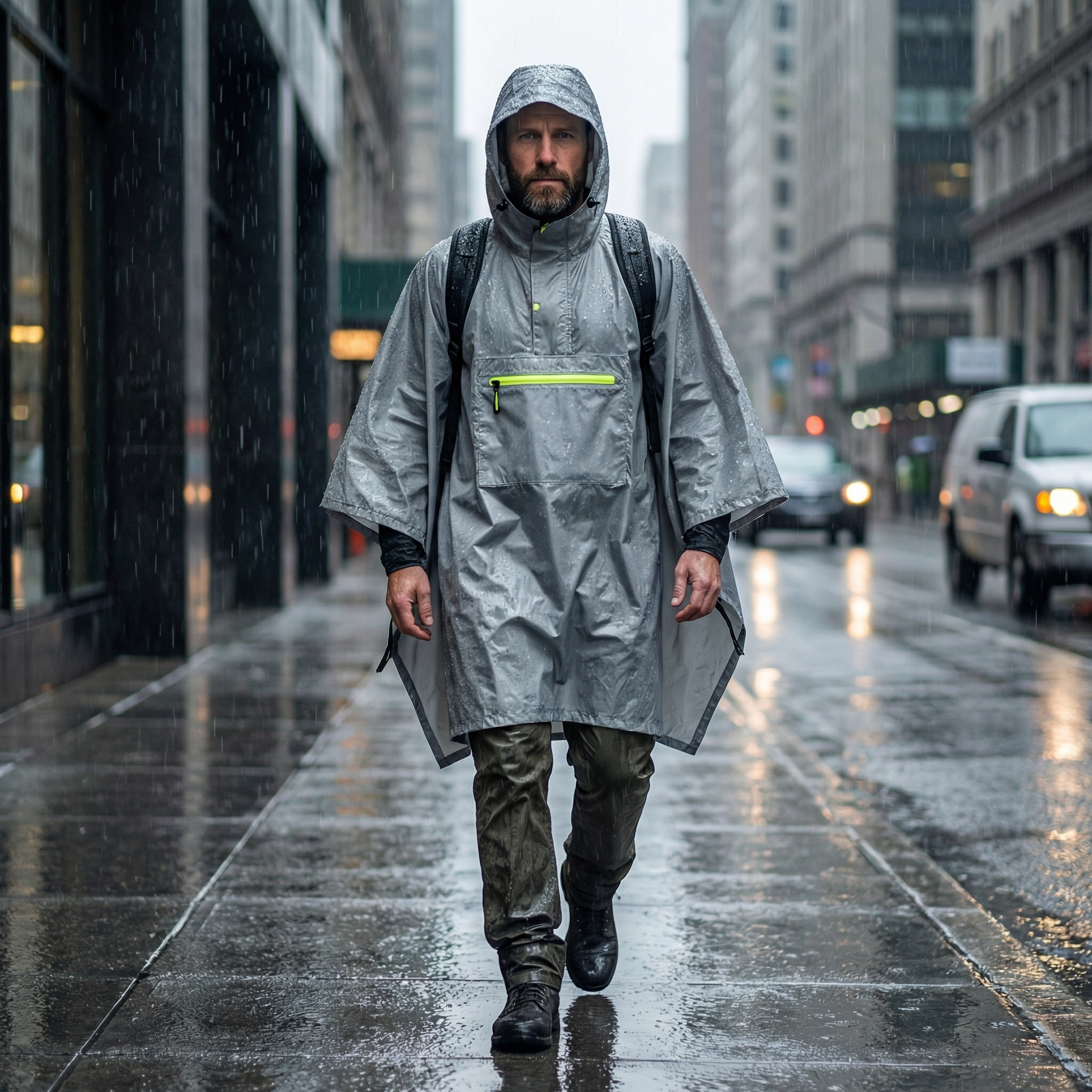 Poncho gris toutes saisons - Horizon Poncho