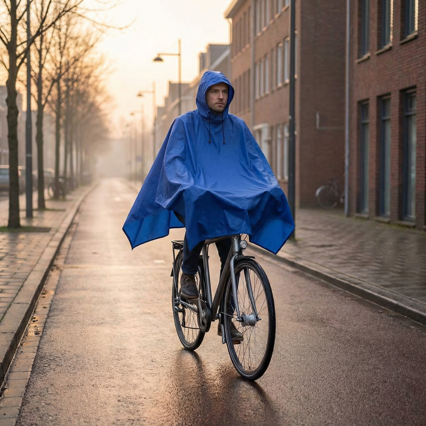 Poncho cycliste pluie homme bleu - Horizon Poncho