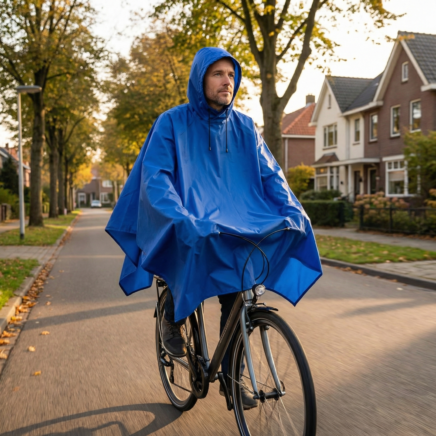 Poncho cycliste pluie homme bleu - Horizon Poncho