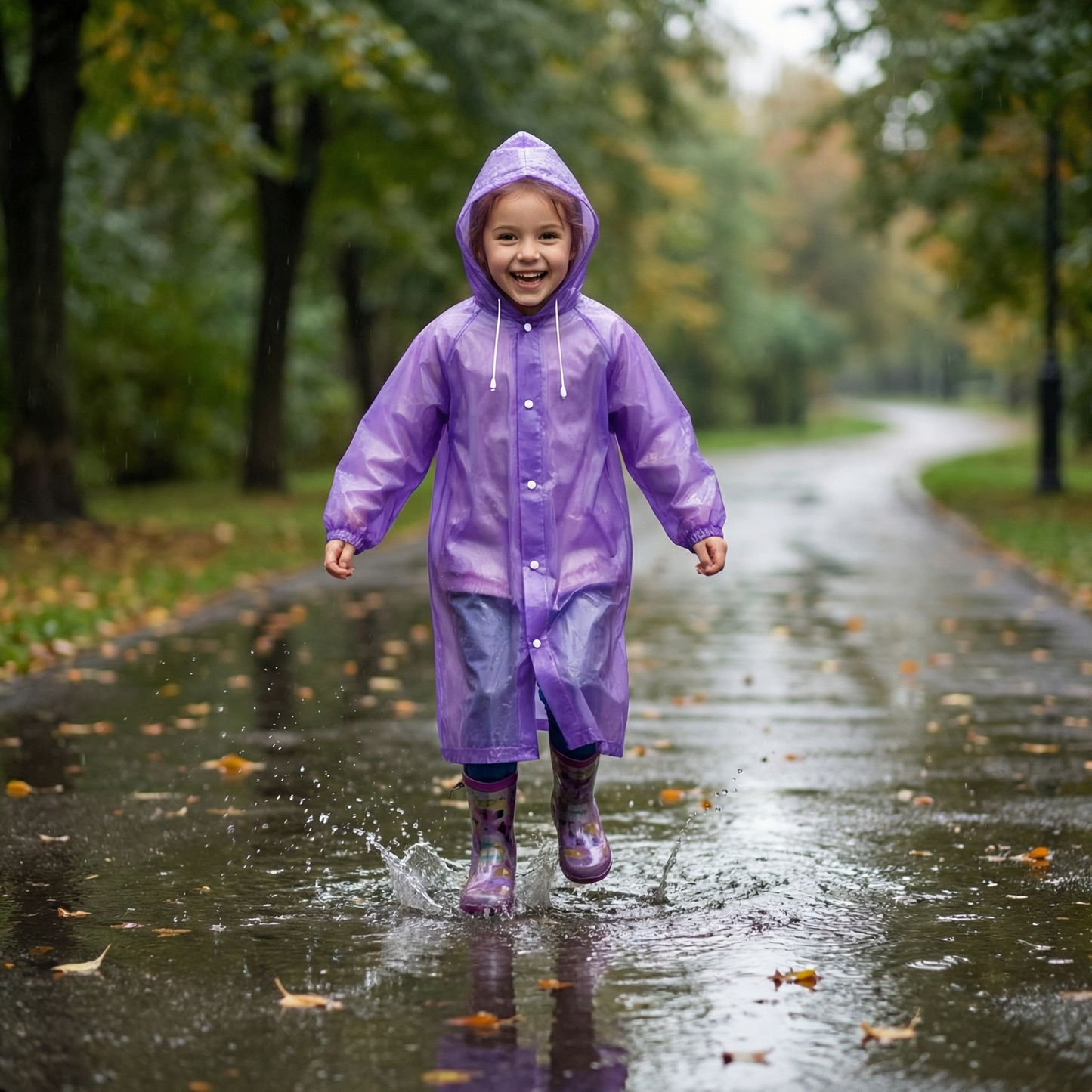 Poncho pluie violet enfant - Horizon Poncho