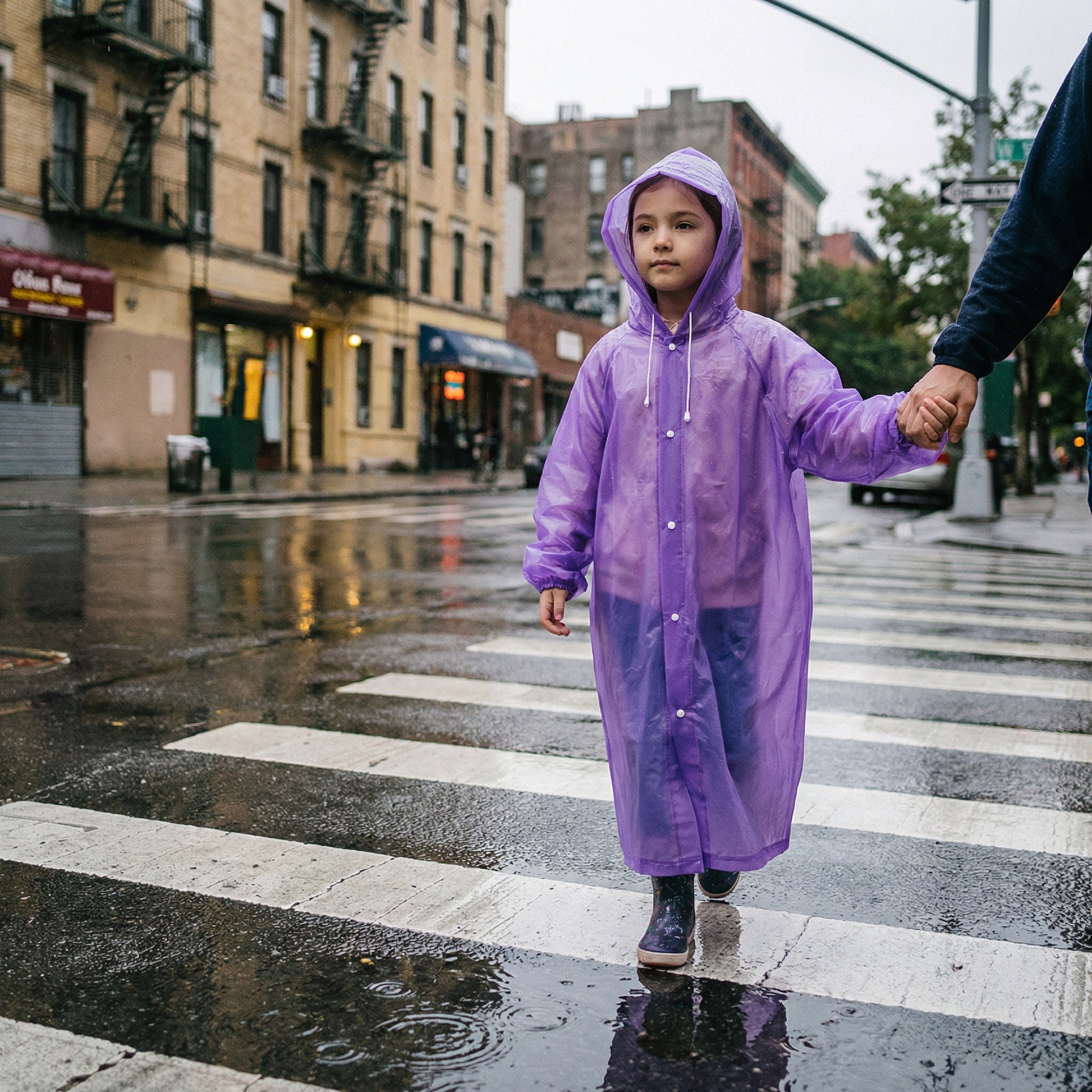 Poncho pluie violet enfant - Horizon Poncho