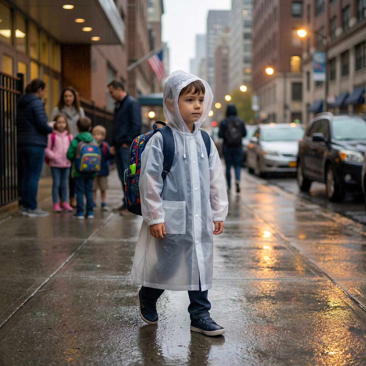 Poncho pluie enfant blanc - Horizon Poncho