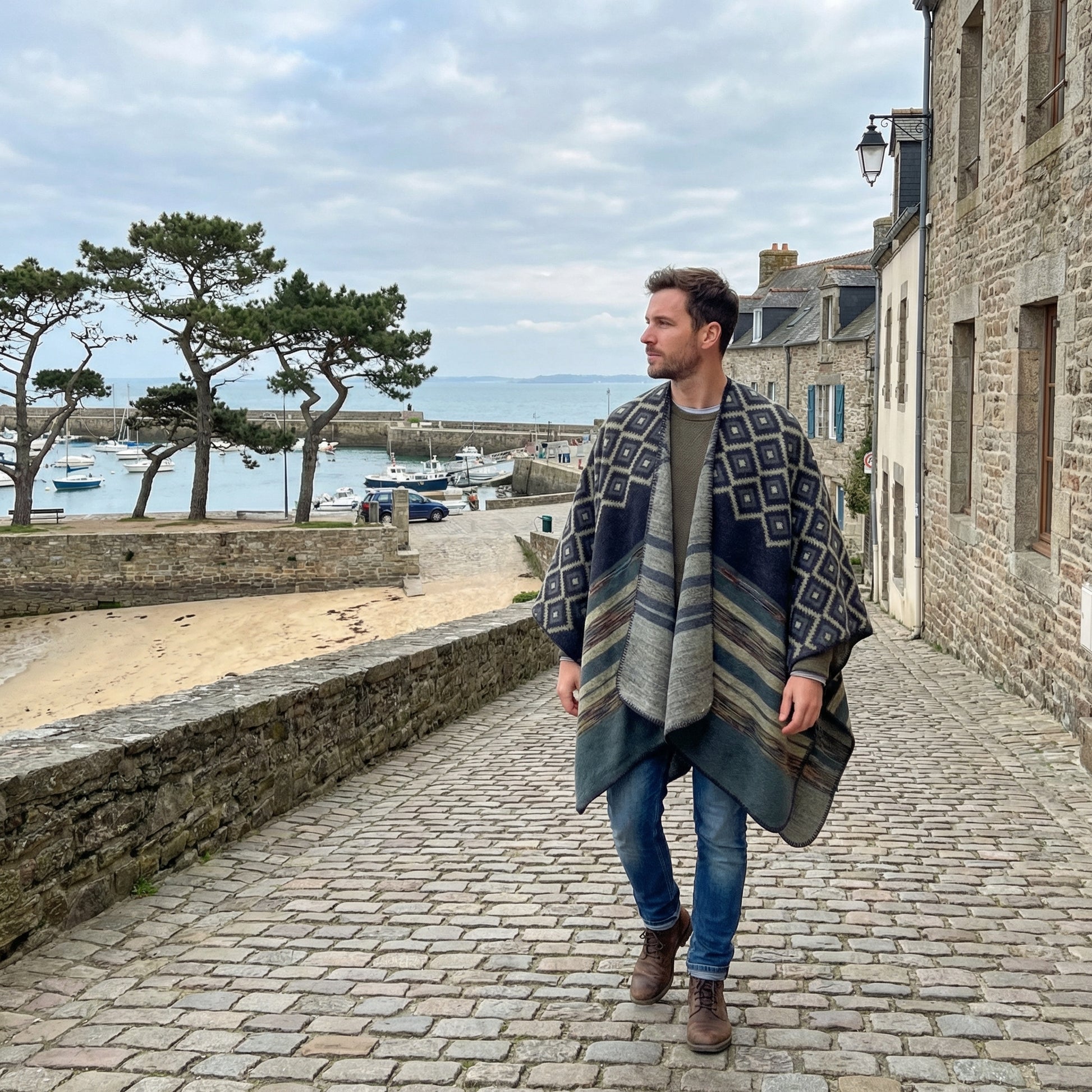 Poncho homme géométrique - Horizon Poncho