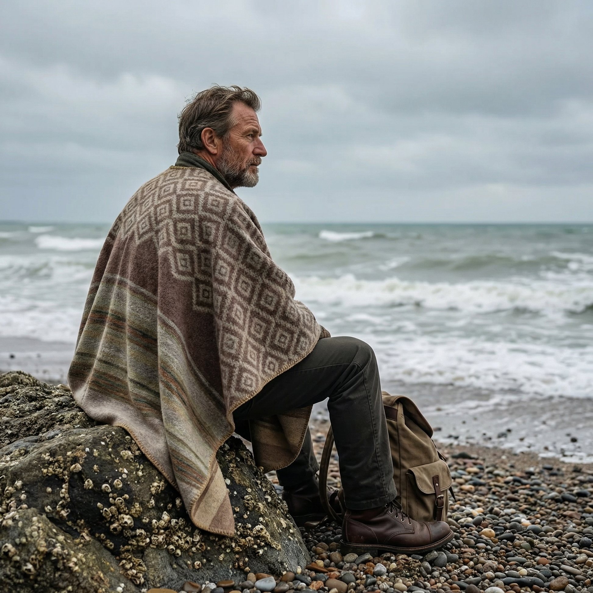 Poncho homme géométrique - Horizon Poncho