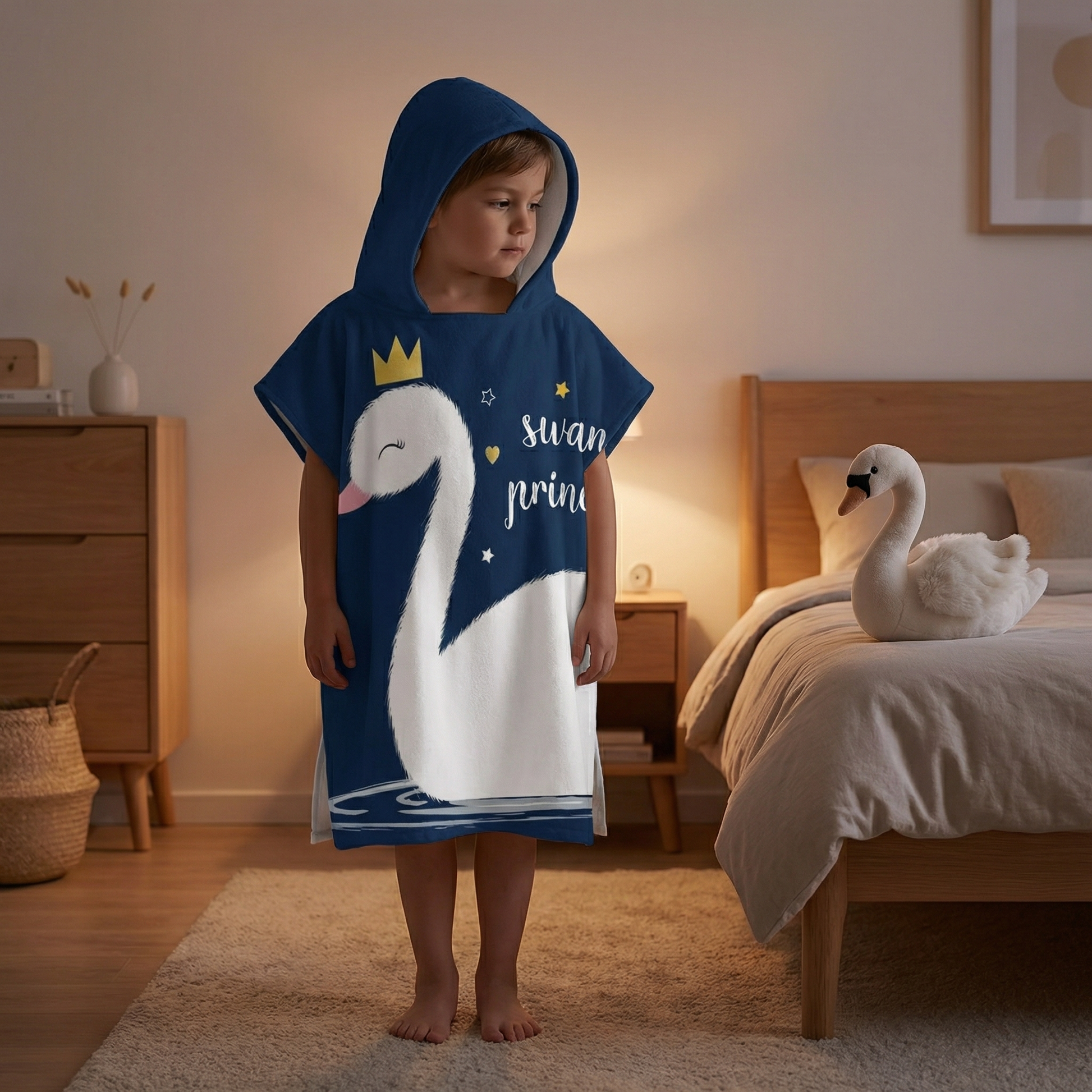 Poncho enfant motif cygne - Horizon Poncho