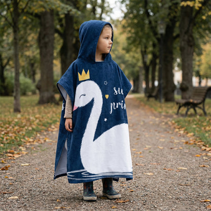 Poncho enfant motif cygne - Horizon Poncho