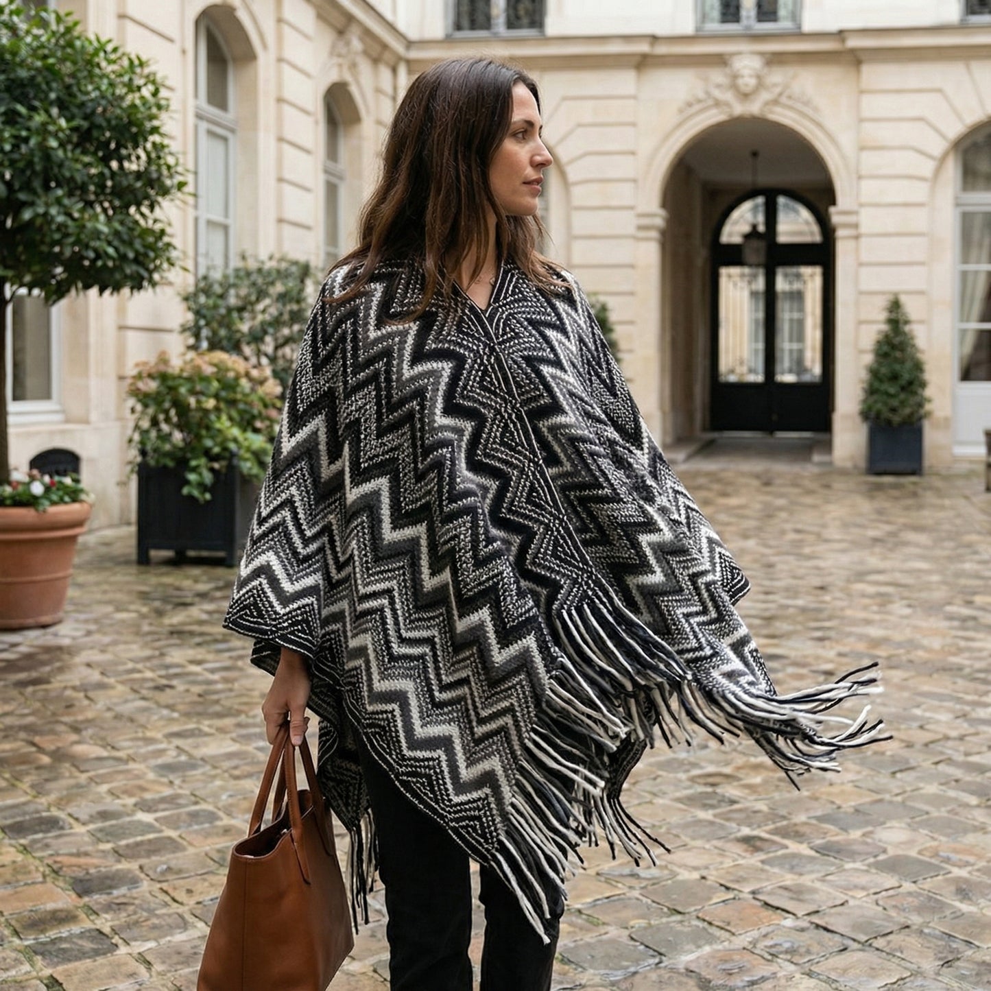 Poncho péruvien motifs aztèques - Horizon Poncho