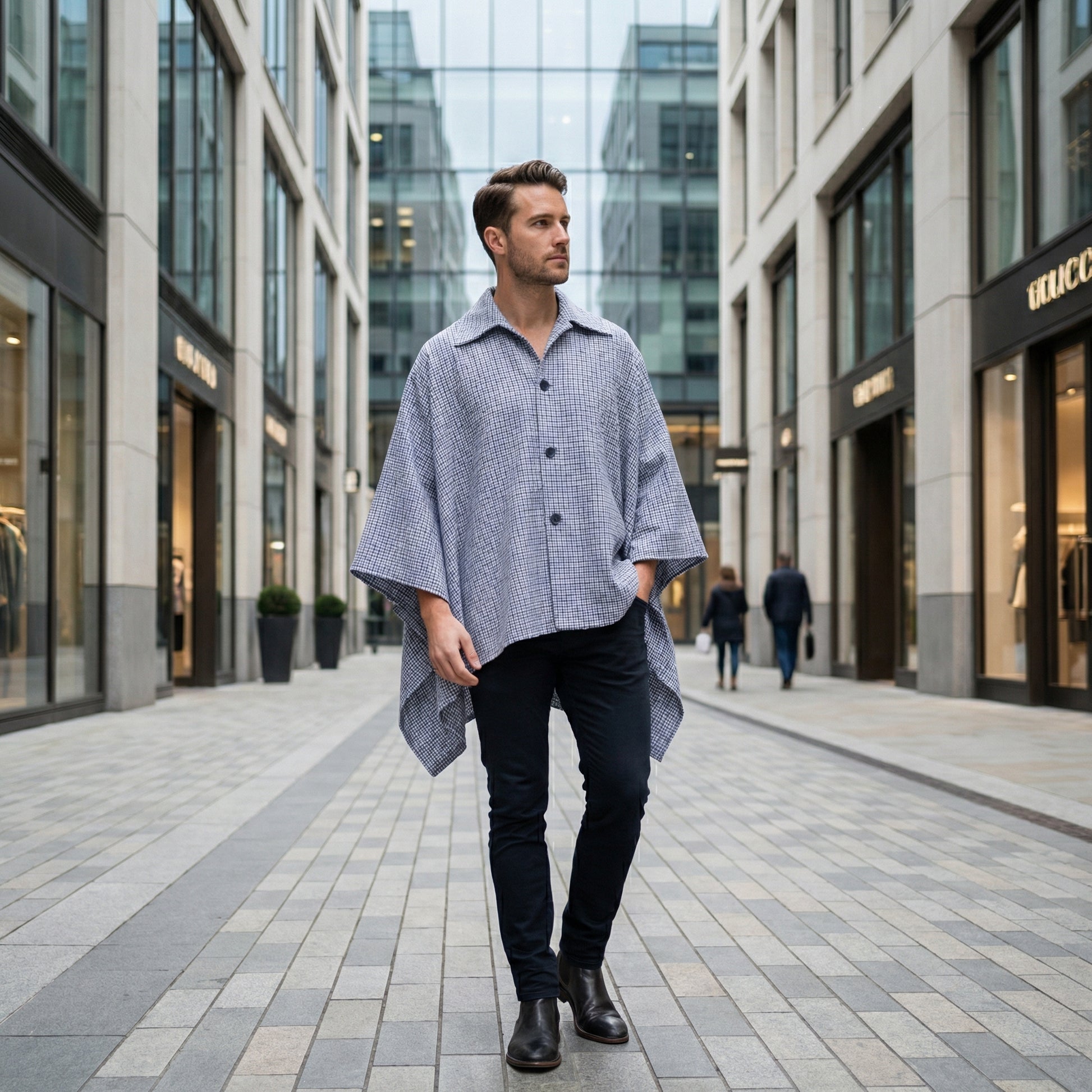 Poncho homme style chemise - Horizon Poncho