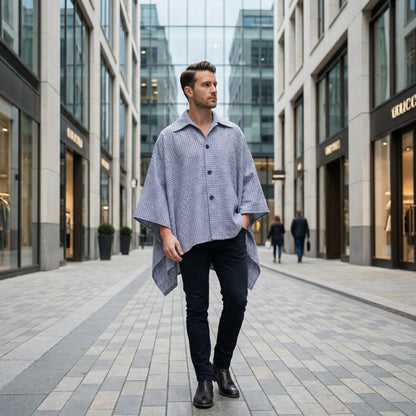 Poncho homme style chemise - Horizon Poncho