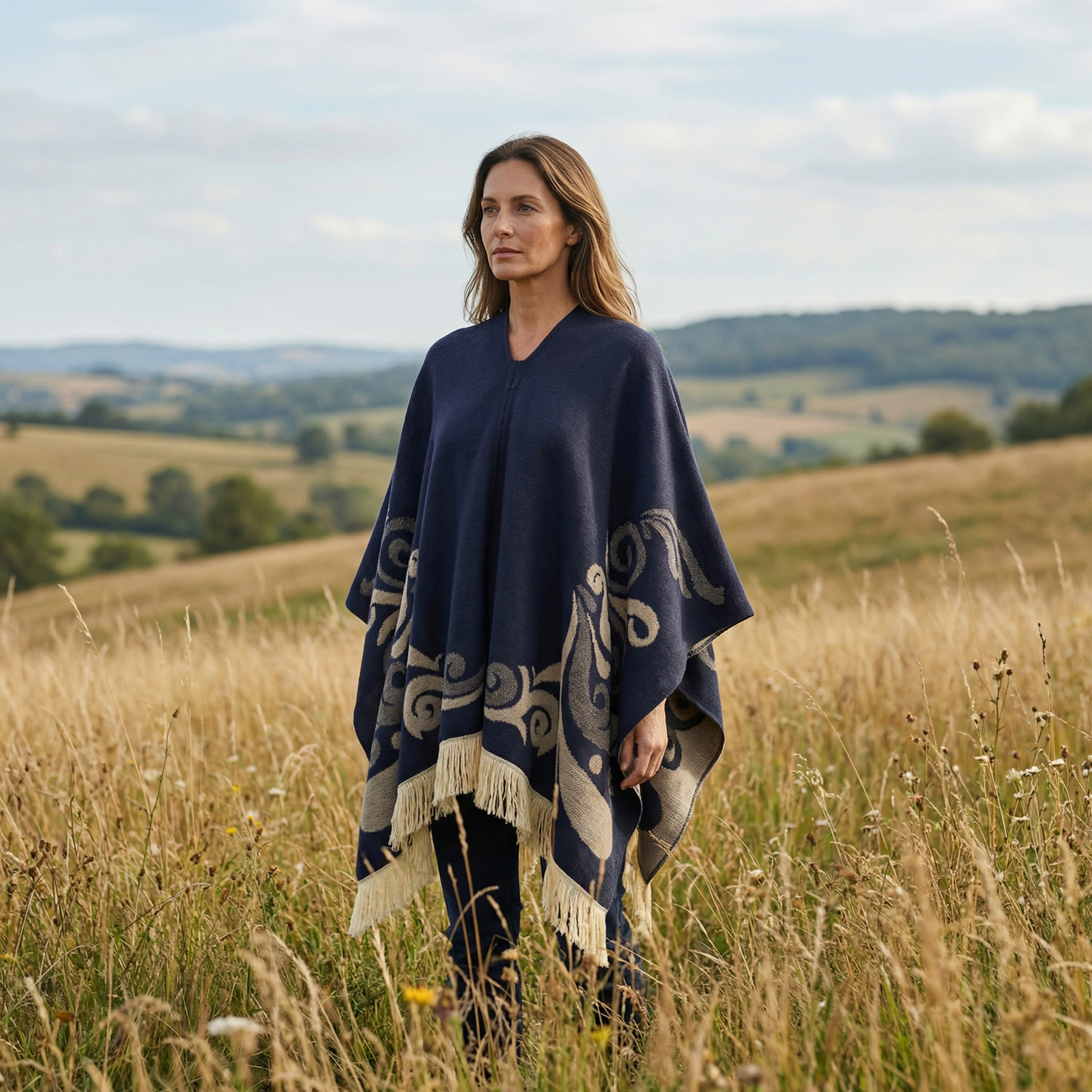 Poncho péruvien motifs ailes - Horizon Poncho