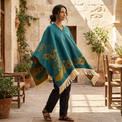 Poncho péruvien motifs ailes - Horizon Poncho