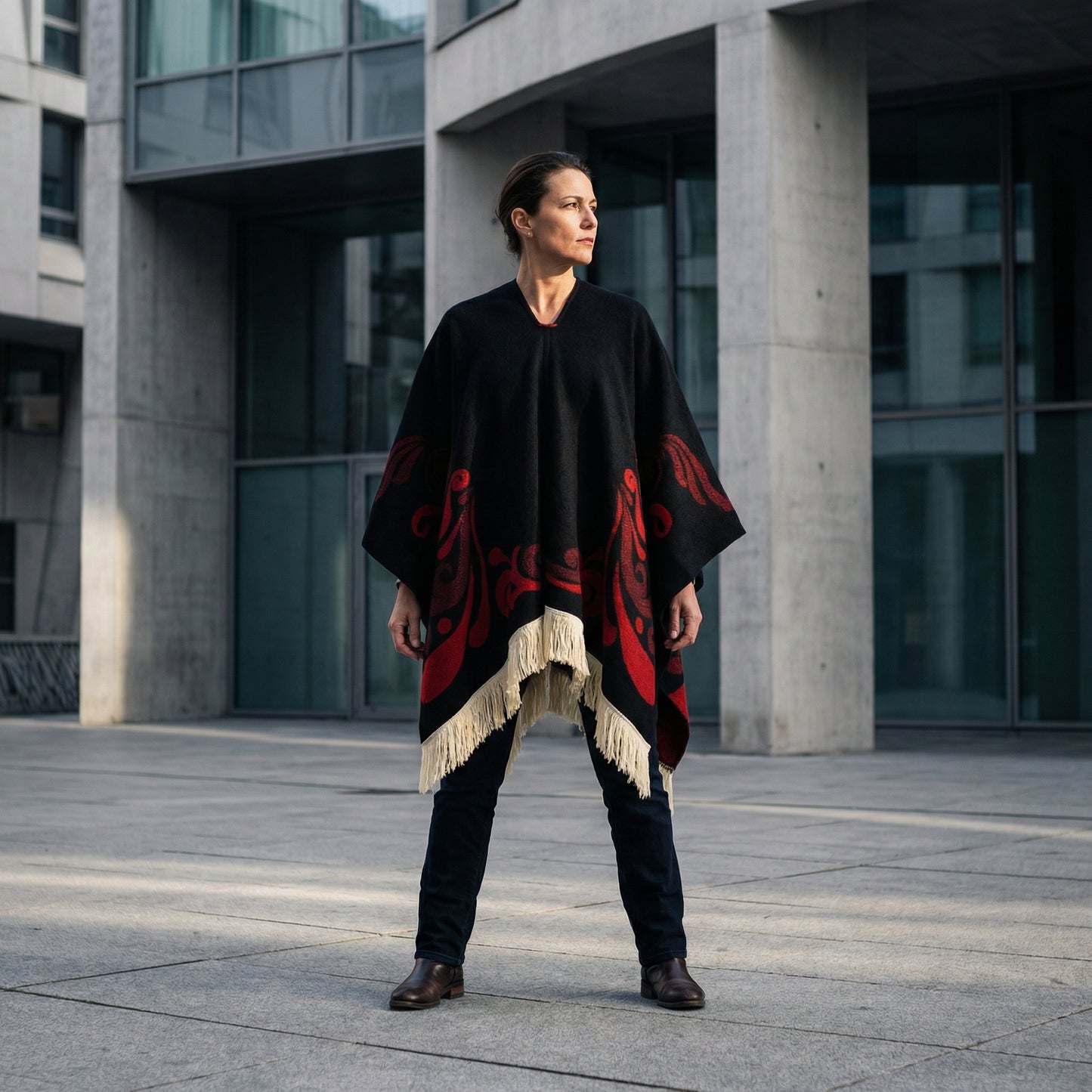 Poncho péruvien motifs ailes - Horizon Poncho