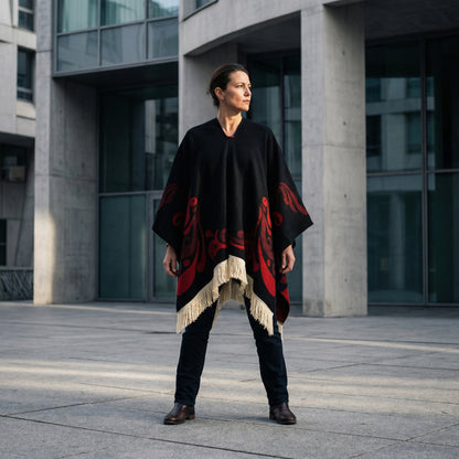 Poncho péruvien motifs ailes - Horizon Poncho