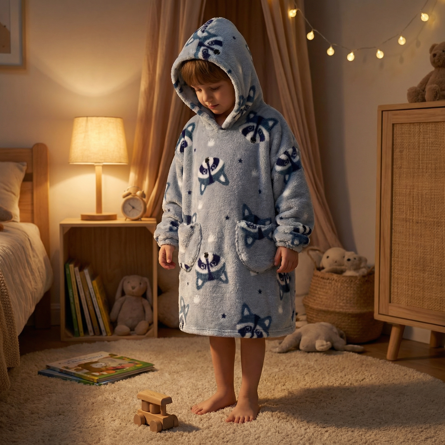 Poncho enfant motif raton laveur - Horizon Poncho