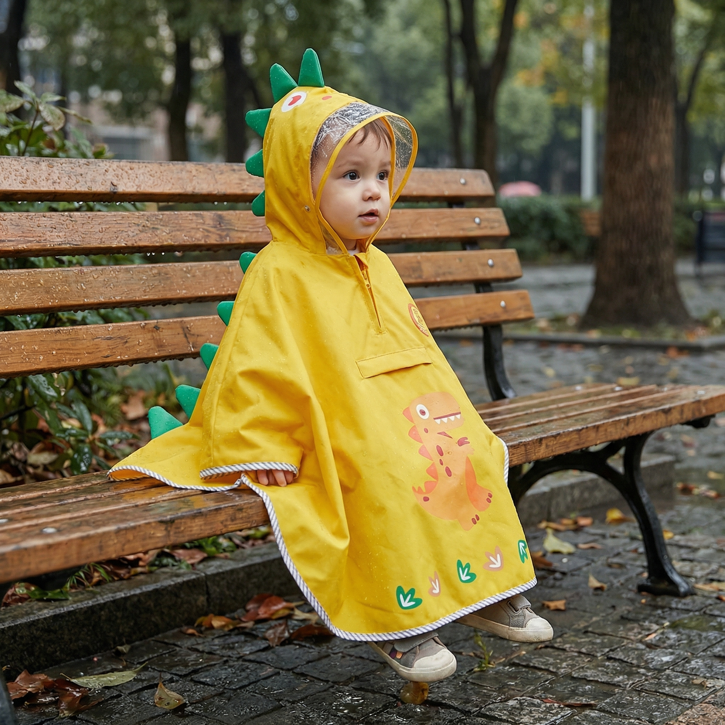 Poncho bébé dinosaure jaune - Horizon Poncho