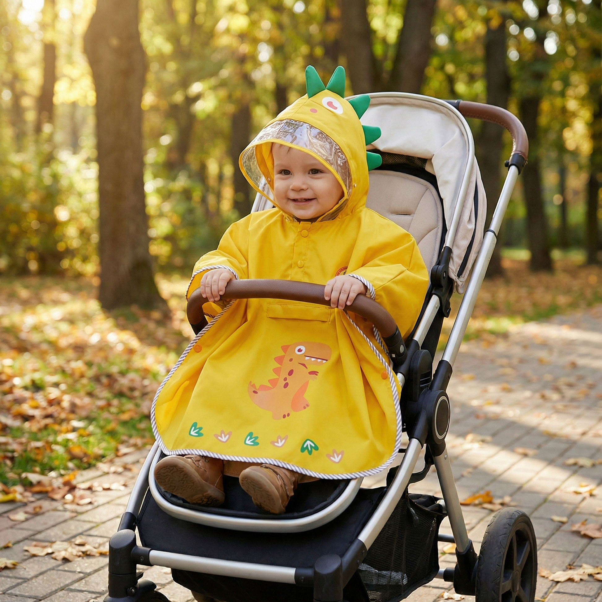 Poncho bébé dinosaure jaune - Horizon Poncho