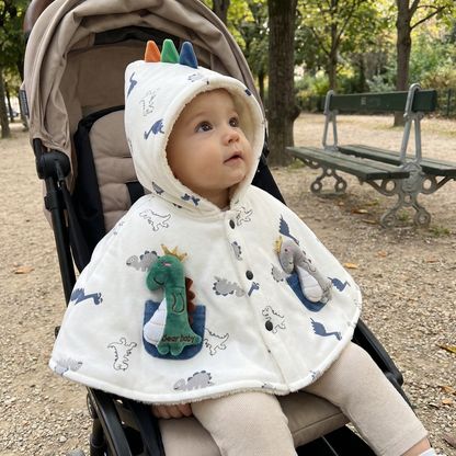 Poncho bébé style dinosaure blanc - Horizon Poncho