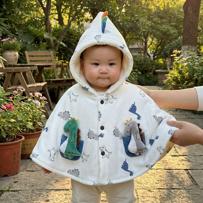 Poncho bébé style dinosaure blanc - Horizon Poncho