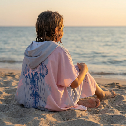 Poncho plage motif méduse - Horizon Poncho