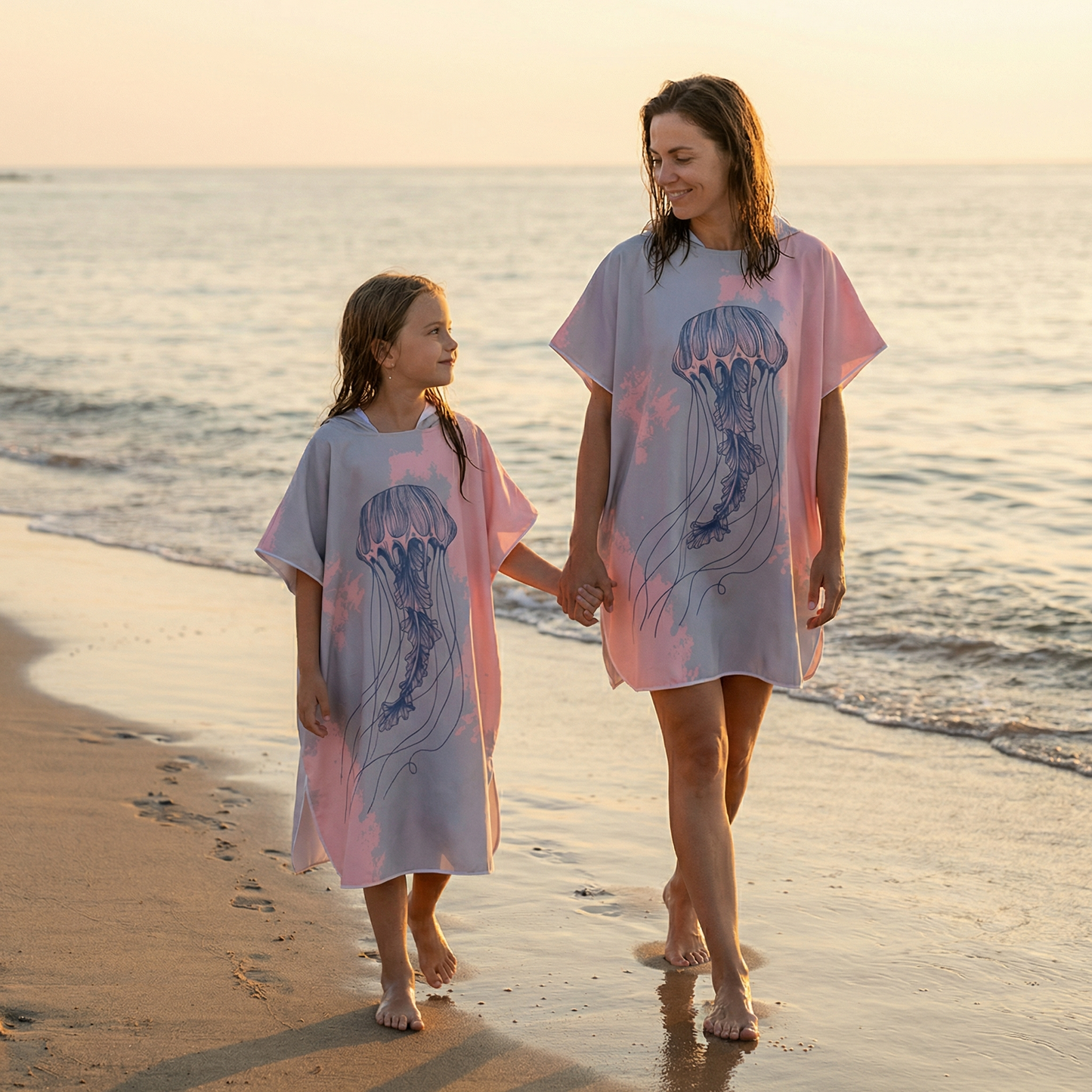 Poncho plage motif méduse - Horizon Poncho