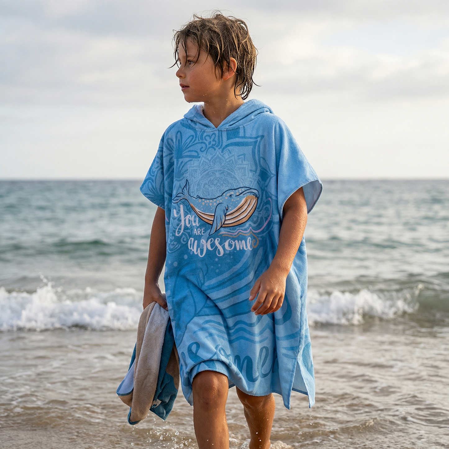 Poncho plage motif baleine - Horizon Poncho