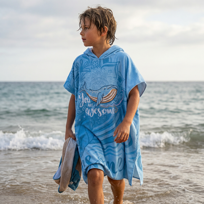 Poncho plage motif baleine - Horizon Poncho