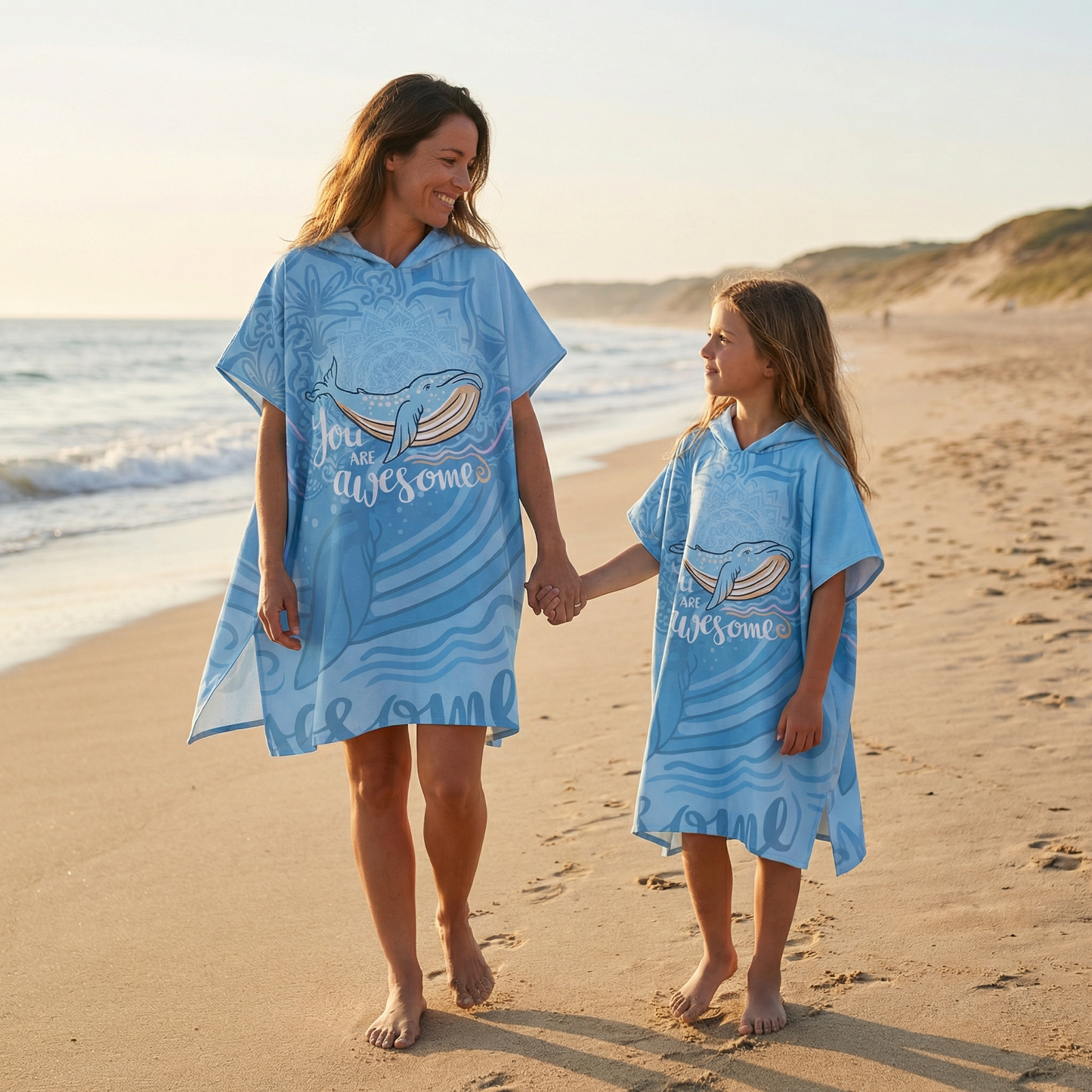 Poncho plage motif baleine - Horizon Poncho
