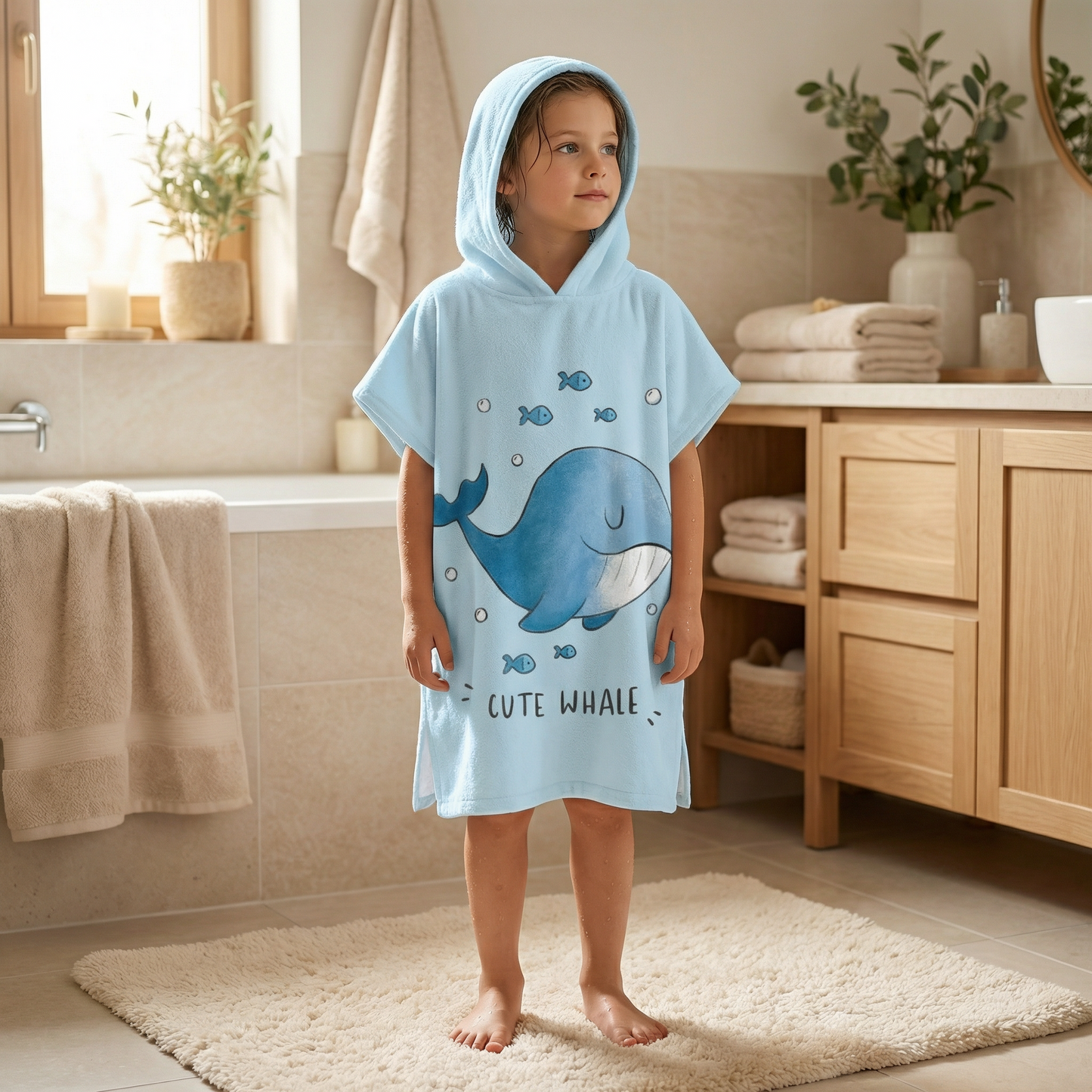 Poncho de bain enfant motif baleine - Horizon Poncho