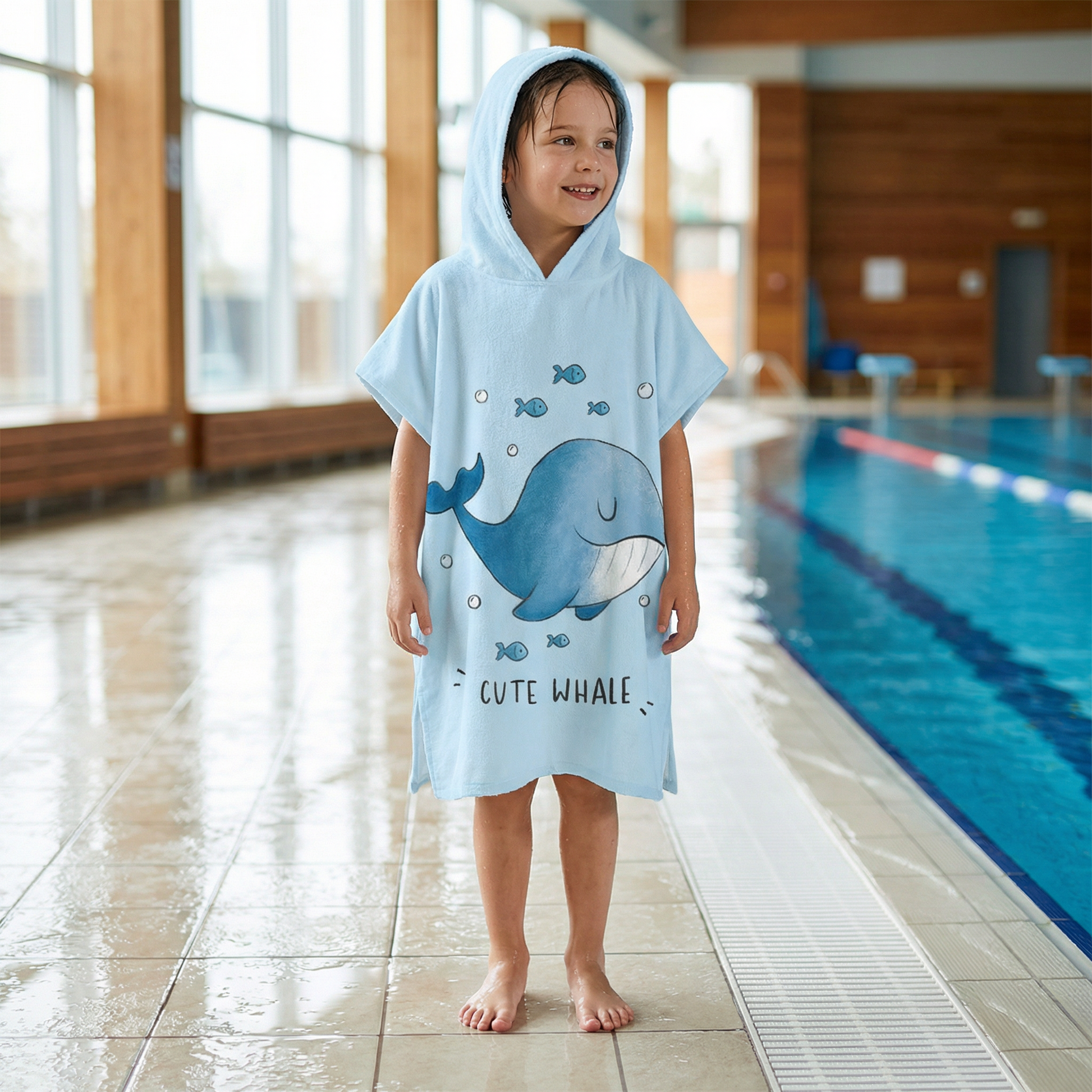 Poncho de bain enfant motif baleine - Horizon Poncho