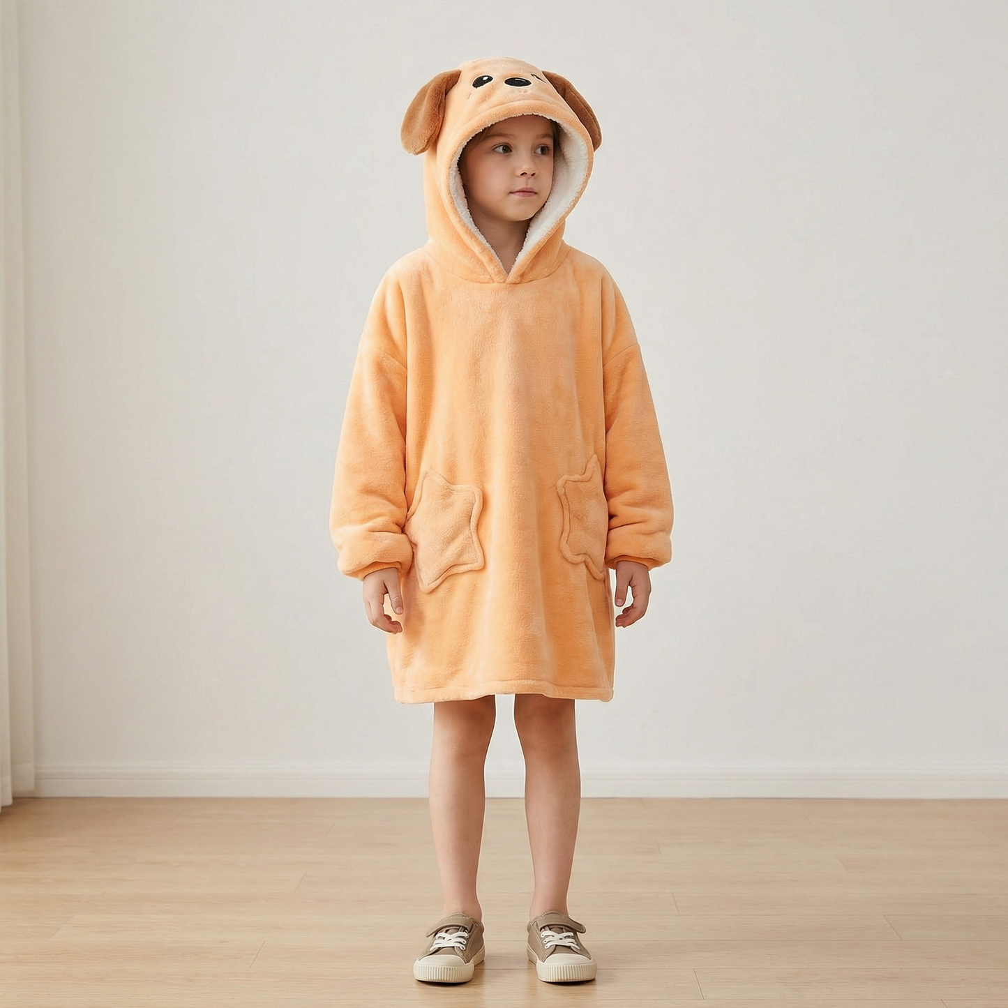 Poncho enfant style chien orange - Horizon Poncho