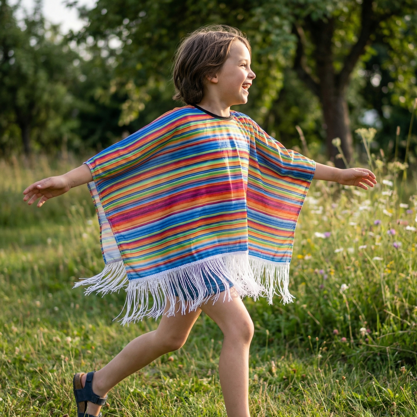 Poncho enfant mexicain multicolore - Horizon Poncho