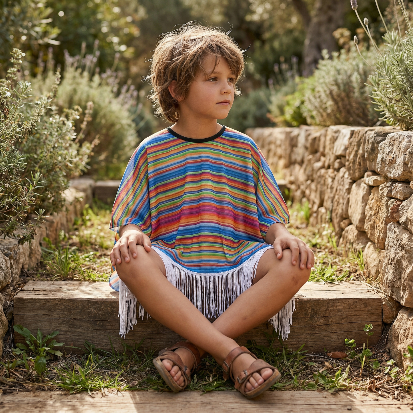 Poncho enfant mexicain multicolore - Horizon Poncho