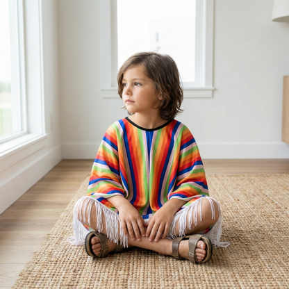 Poncho enfant mexicain orange - Horizon Poncho