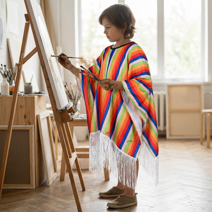 Poncho enfant mexicain orange - Horizon Poncho