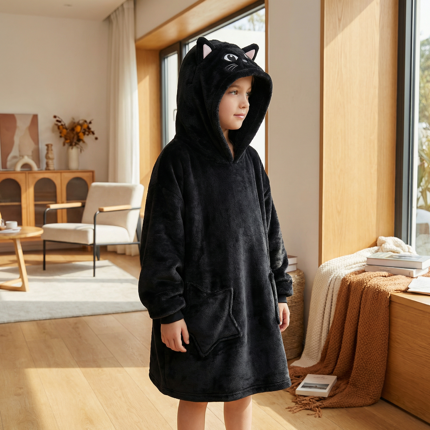 Poncho enfant style chat noir - Horizon Poncho
