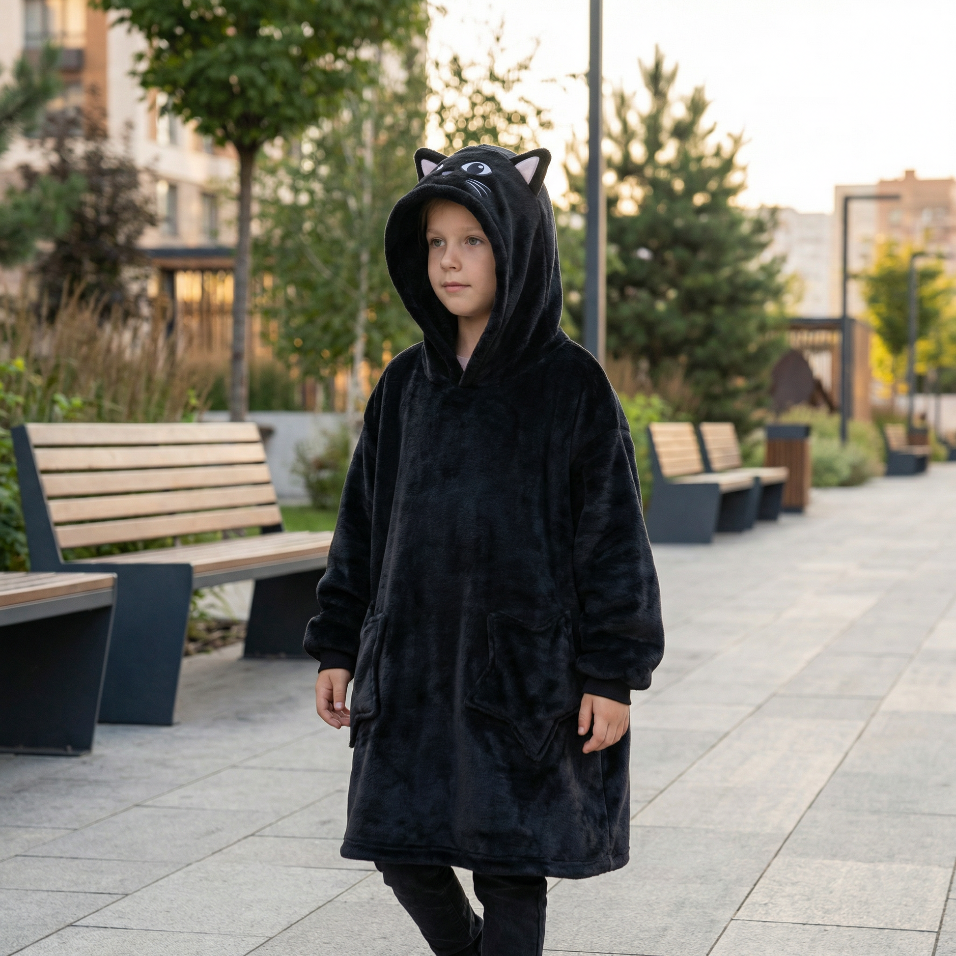 Poncho enfant style chat noir - Horizon Poncho