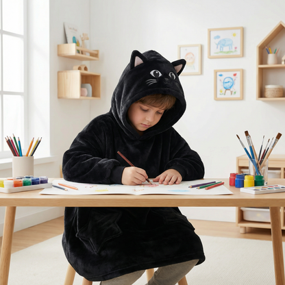 Poncho enfant style chat noir - Horizon Poncho