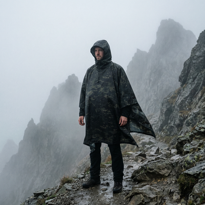 Poncho pluie randonnée camouflage noir - Horizon Poncho