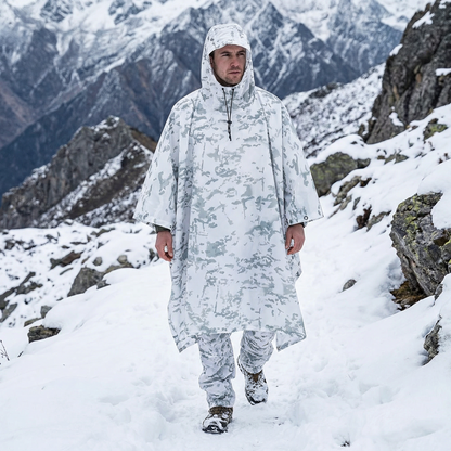 Poncho pluie randonnée camouflage blanc - Horizon Poncho