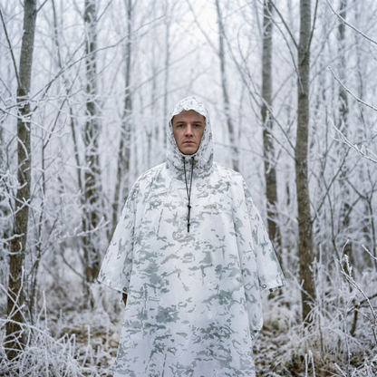 Poncho pluie randonnée camouflage blanc - Horizon Poncho