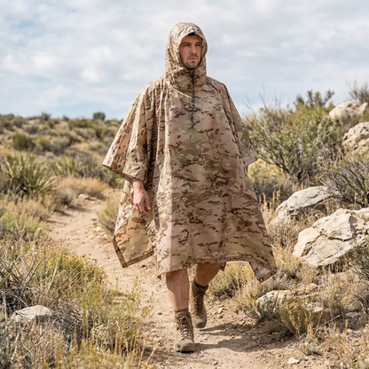 Poncho pluie randonnée camouflage beige - Horizon Poncho