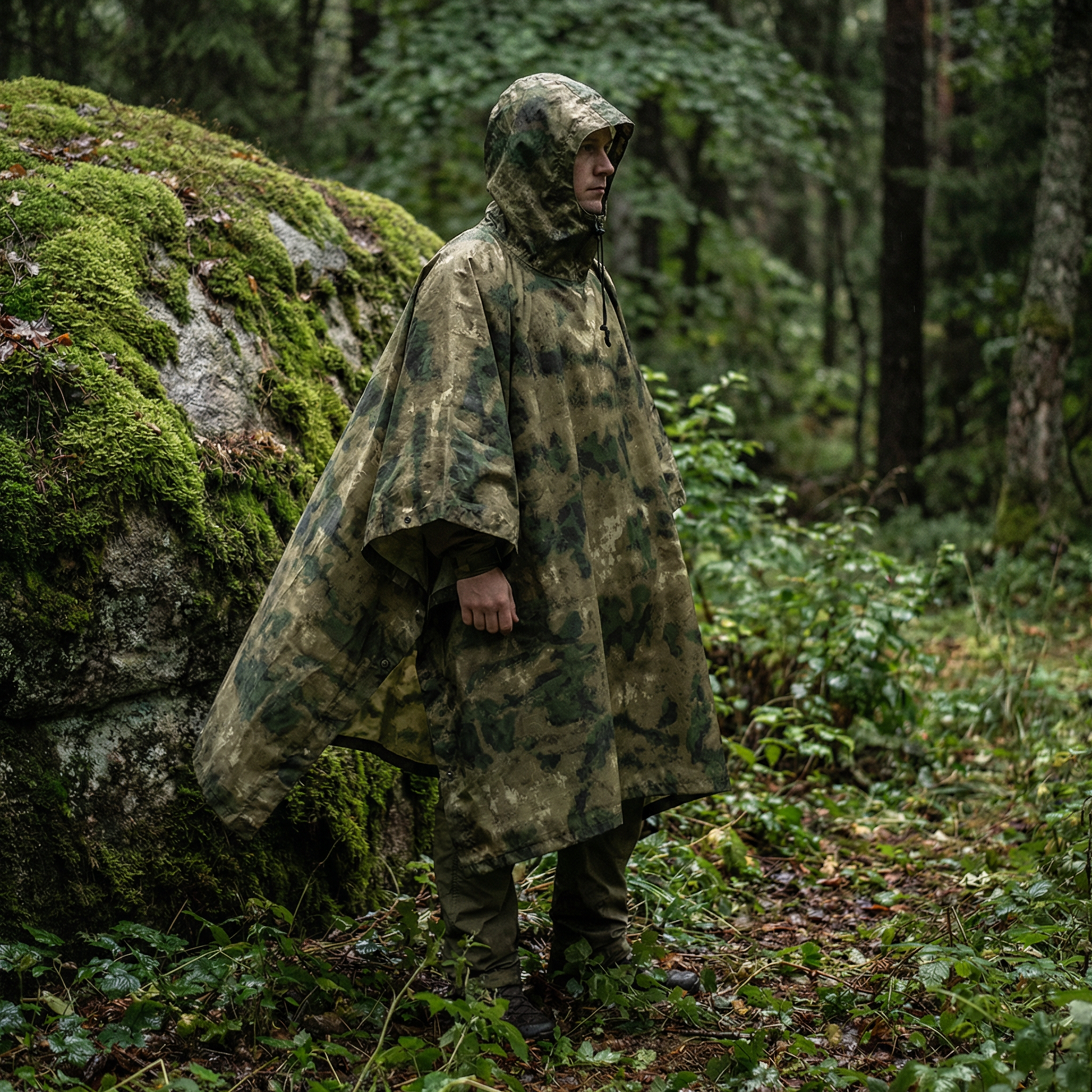 Poncho pluie randonnée camouflage vert kaki - Horizon Poncho