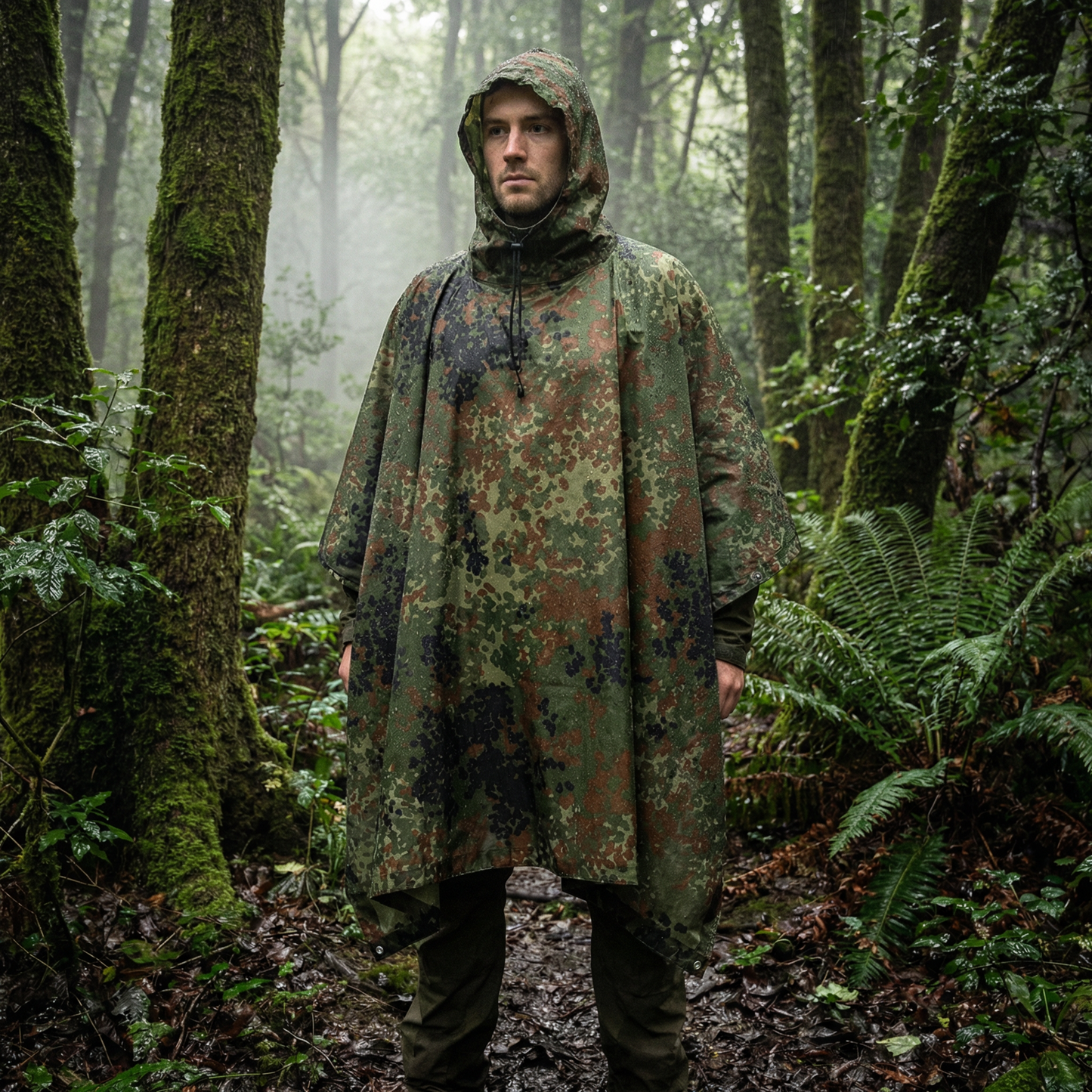 Poncho pluie randonnée camouflage vert - Horizon Poncho