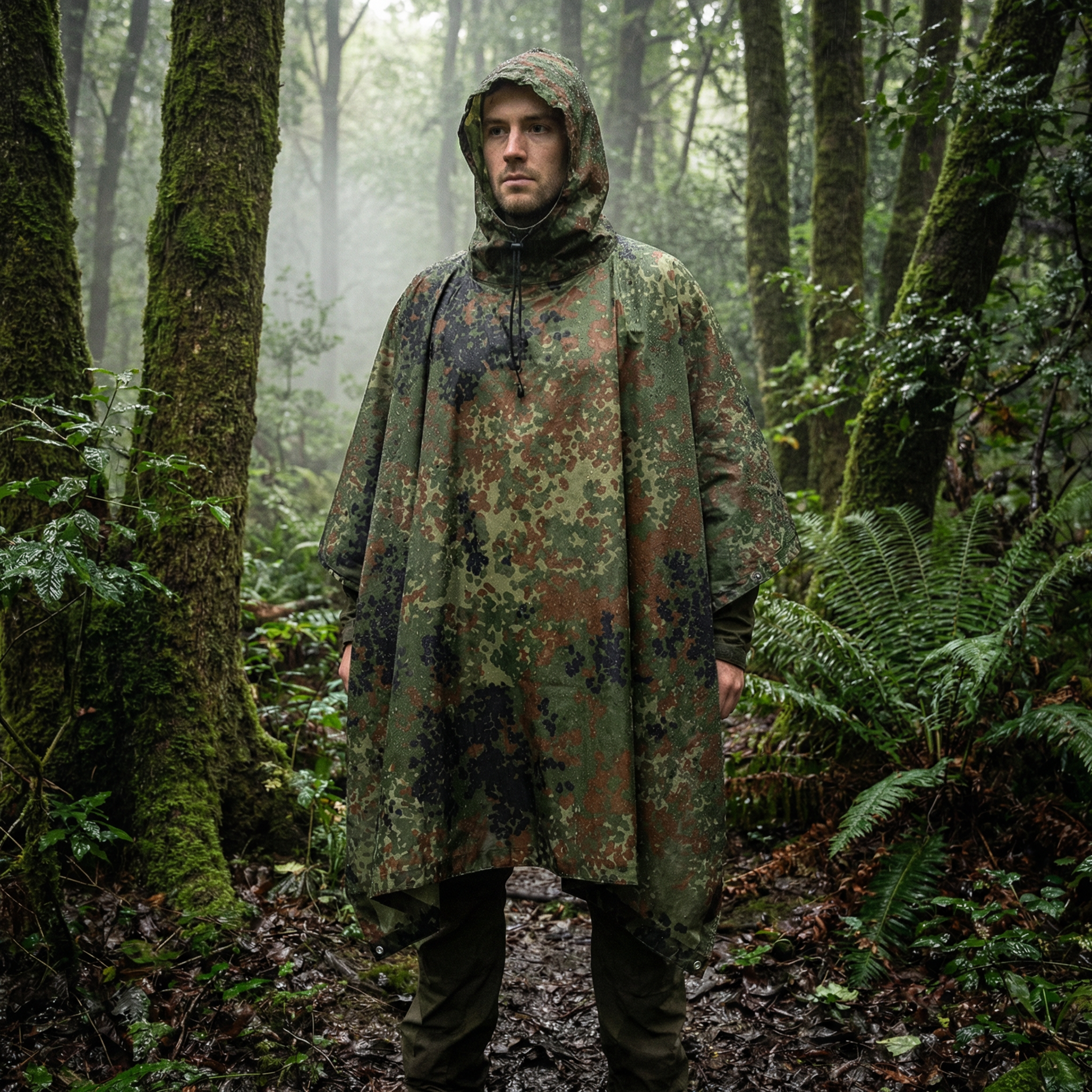 Poncho pluie randonnée camouflage vert - Horizon Poncho