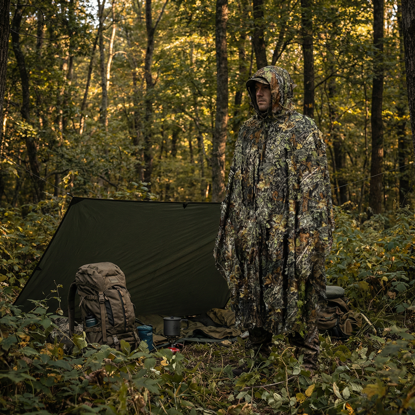 Poncho pluie camouflage feuillu - Horizon Poncho