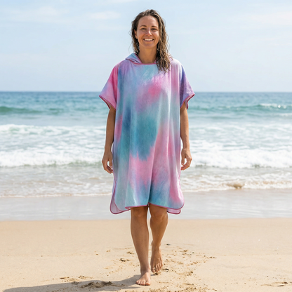 Poncho plage rose et bleu - Horizon Poncho