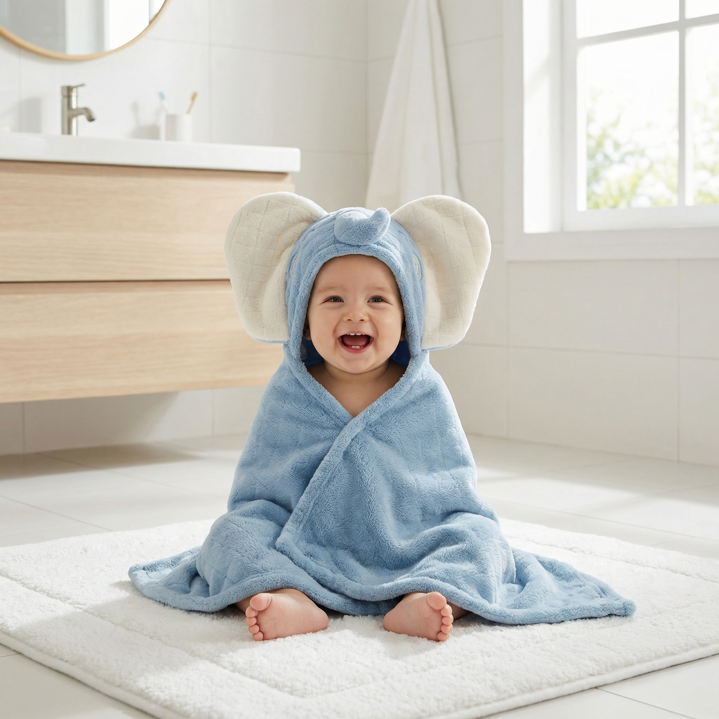 Poncho bébé style éléphant bleu - Horizon Poncho