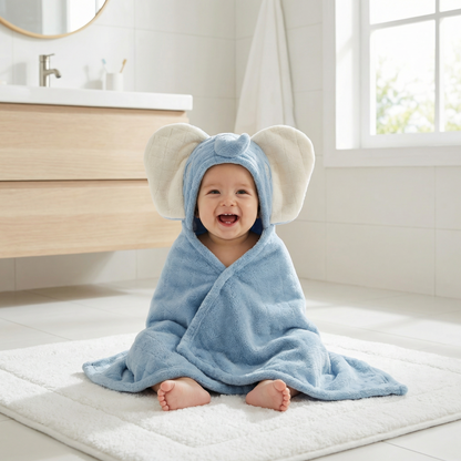 Poncho bébé style éléphant bleu - Horizon Poncho