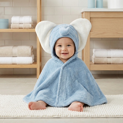 Poncho bébé style éléphant bleu - Horizon Poncho